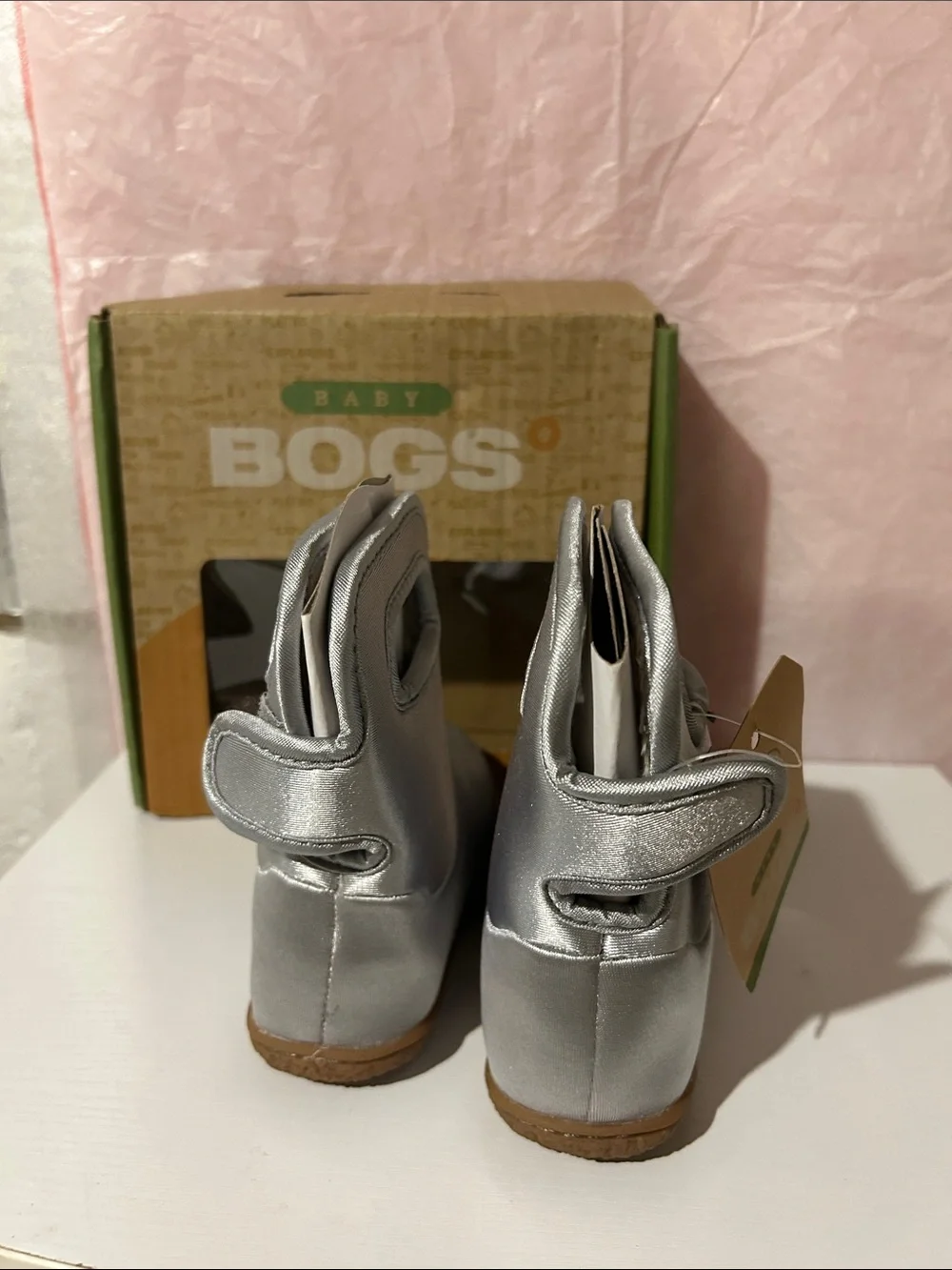 NWT Baby Bogs II Holographic Silver Boots - Size 7